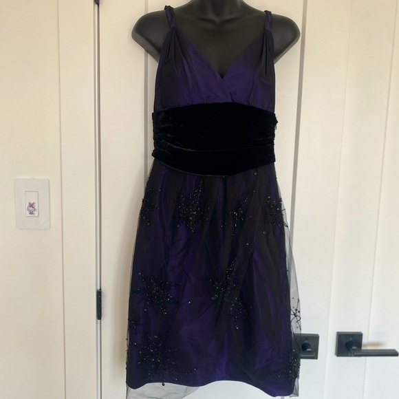 Emporio Armani Dress Wrap Tulle‎ Velvety Beaded Star Purple Size US 8 - Picture 1 of 10